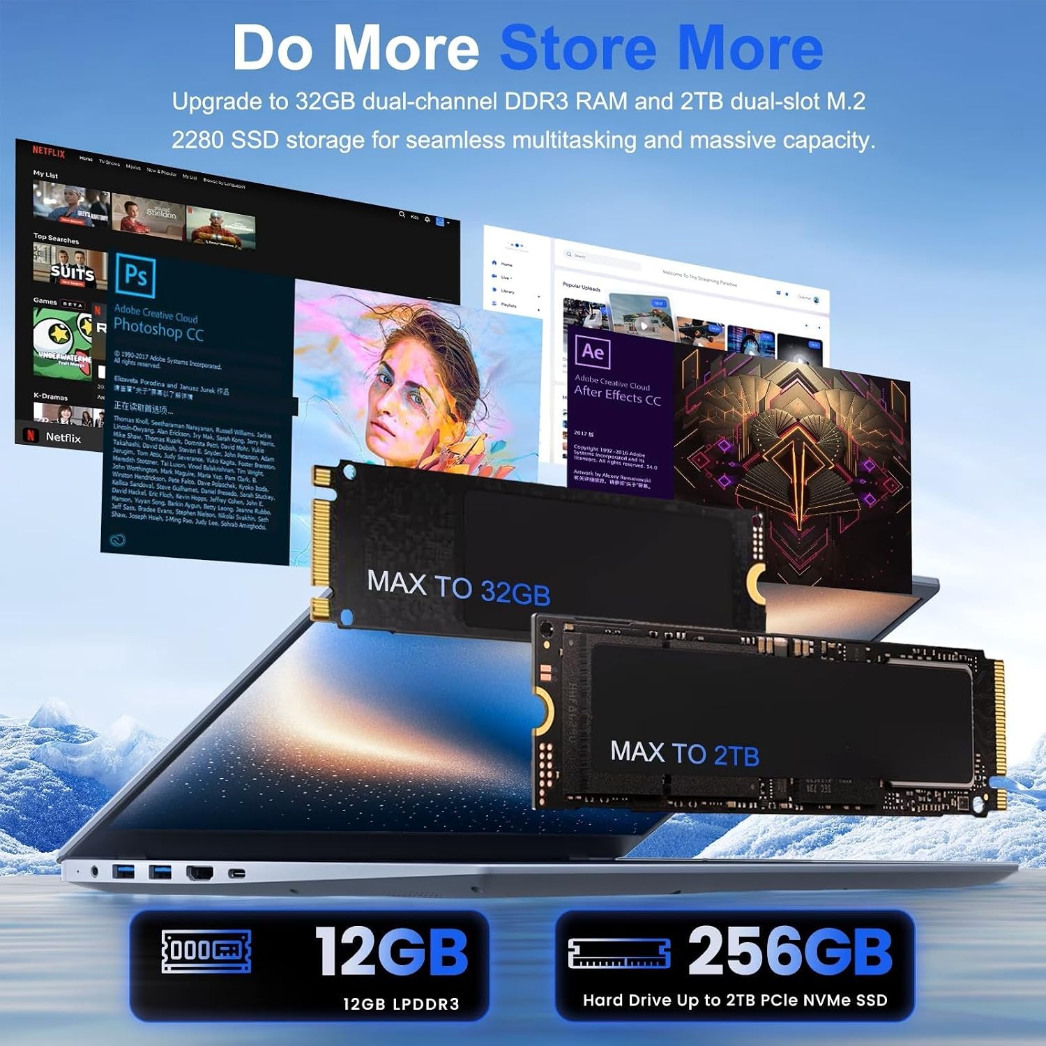2026 Silver Laptop, Pentium Gold 6500Y Processor(Up to 3.4 GHz),12GB RAM 256GB SSD,15.6 Inch FHD IPS Display, 5000mAh Battery,Type-C,Portable Laptops Computer for Business Office image 5