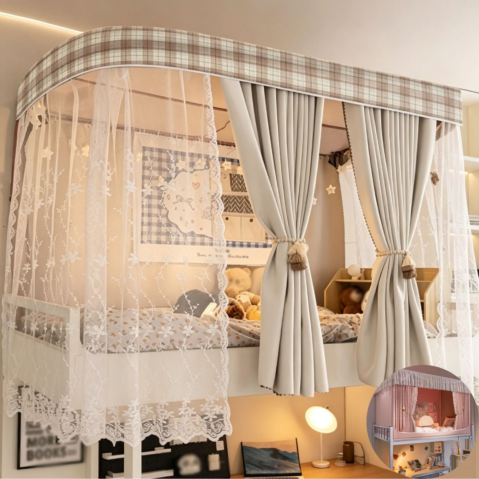 Dosel plegable para cama con rieles deslizantes para decorar el cuarto de niñas