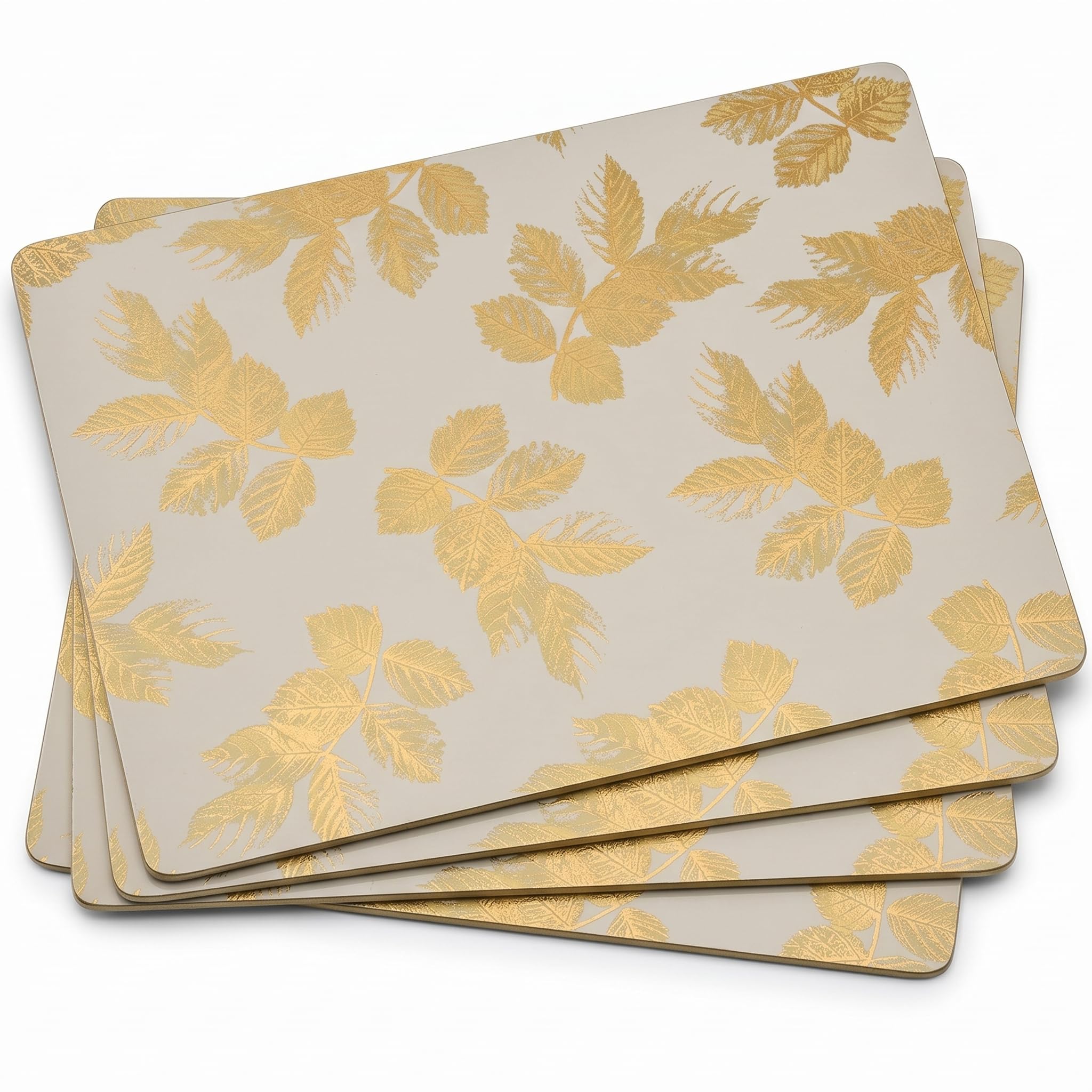 Pimpernel-Portmeirion Sara Miller Etched Leaves LIGHT GREY Placemats - Set of 4 (Large)