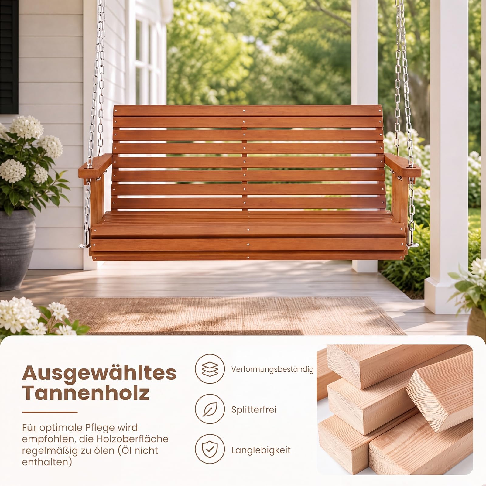 COSTWAY Hängebank, 2-Sitzer Schaukelbank