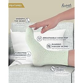 Pembrook Ribbed Knit Bamboo Viscose Diabetic Socks for Women - 6 Pairs | Crew Neuropathy Socks | Confetti Design