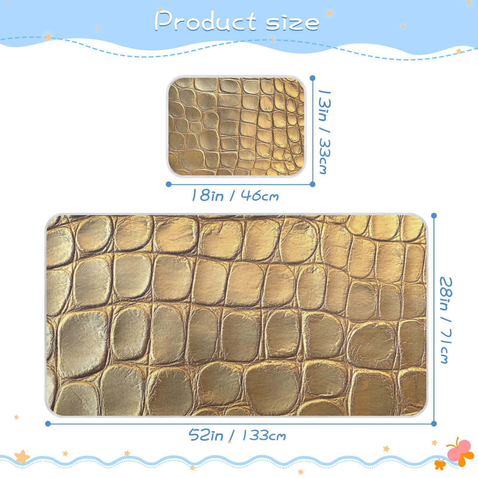 Gold Crocodile Skin Texture Cooling Baby Crib Mattress Cover 28