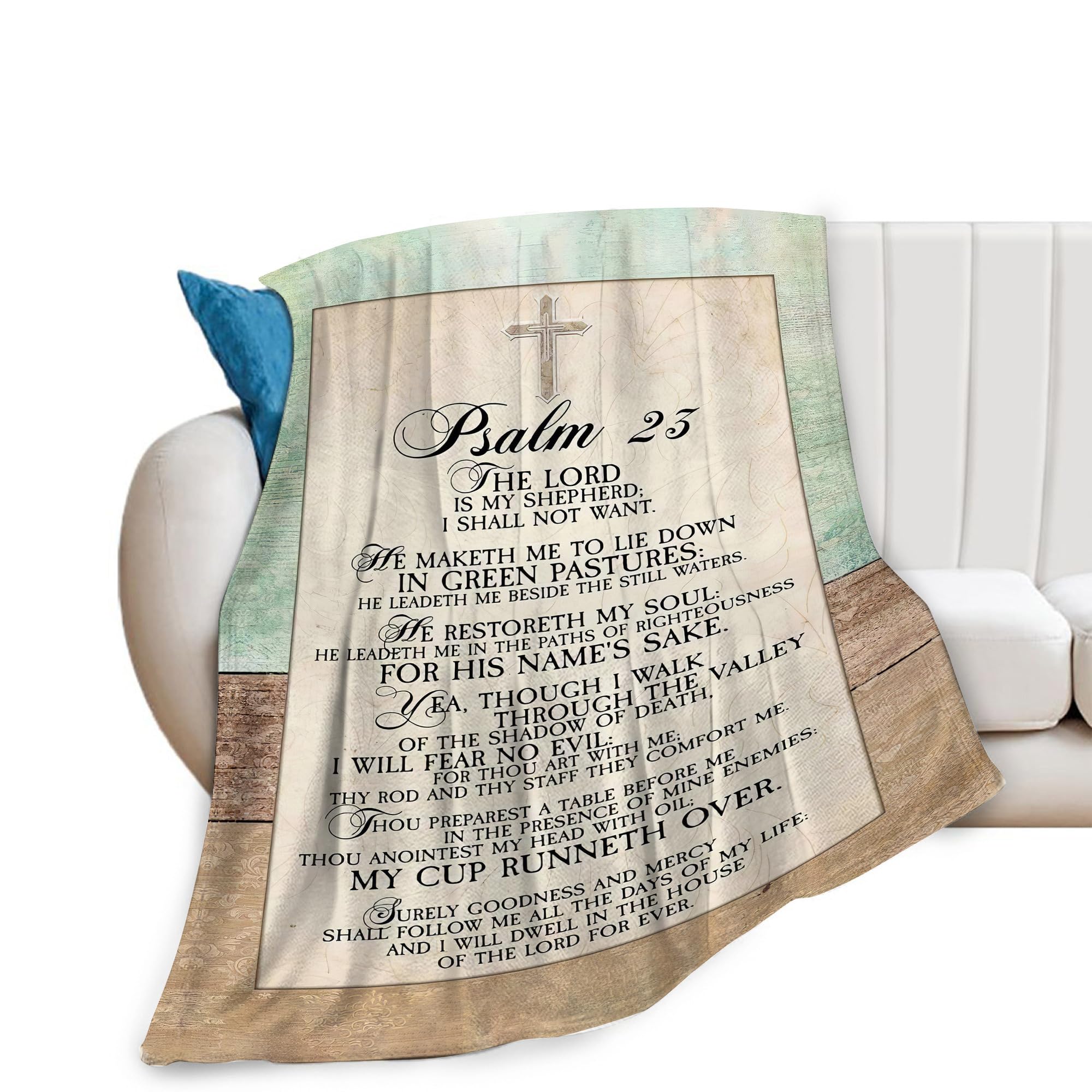 Chicvali Girls Psalm 23 Pv Christian Psalm 23 Blanket Scripture Bible Verse Gifts For Boys Woman Man Religious Throw Blankets Soft Warm Fleece Flannel Plush Blankets For Bed Sofa Couch 40"X50"