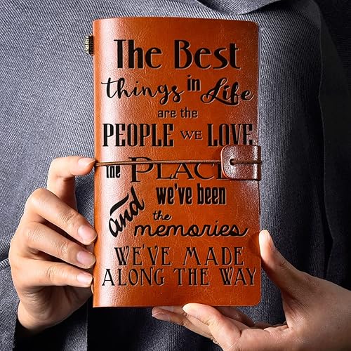 Miniatura 3 de Diario de cuero con citas inspiradoras para mujeres y hombres – Las mejores cosas de la vida son las personas que amas, diario de escritura