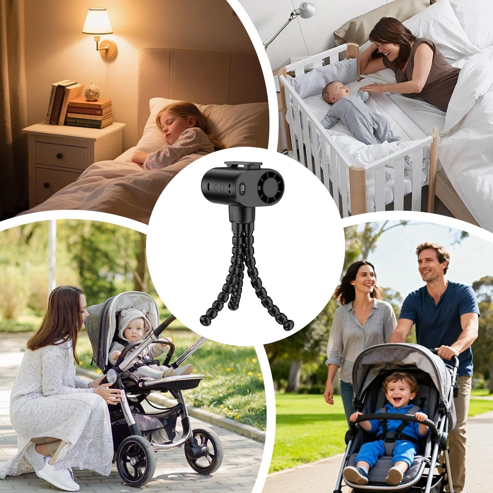 Ventilatore Portatile Per Passeggino Ricaricabile Mini Portatile Smontabile | Ventilatore Per Seggiolino Auto E Bici per casa ufficio scrivania campeggio auto viaggio barbecue palestra