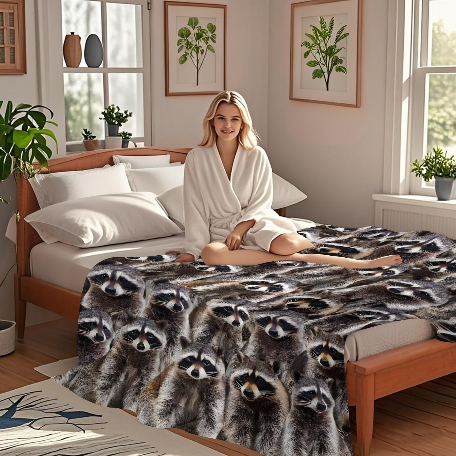 Gelasgo Raccoon Throw Blanket Ultra Soft Flannel Blanket - Image 3