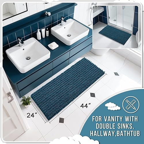 Miniatura 113 de Yimobra - Tapete de baño largo de felpilla, grande de 55.1 x 24 pulgadas, microfibra gruesa, absorbente, extrasuave, antideslizante, peludo, lavable