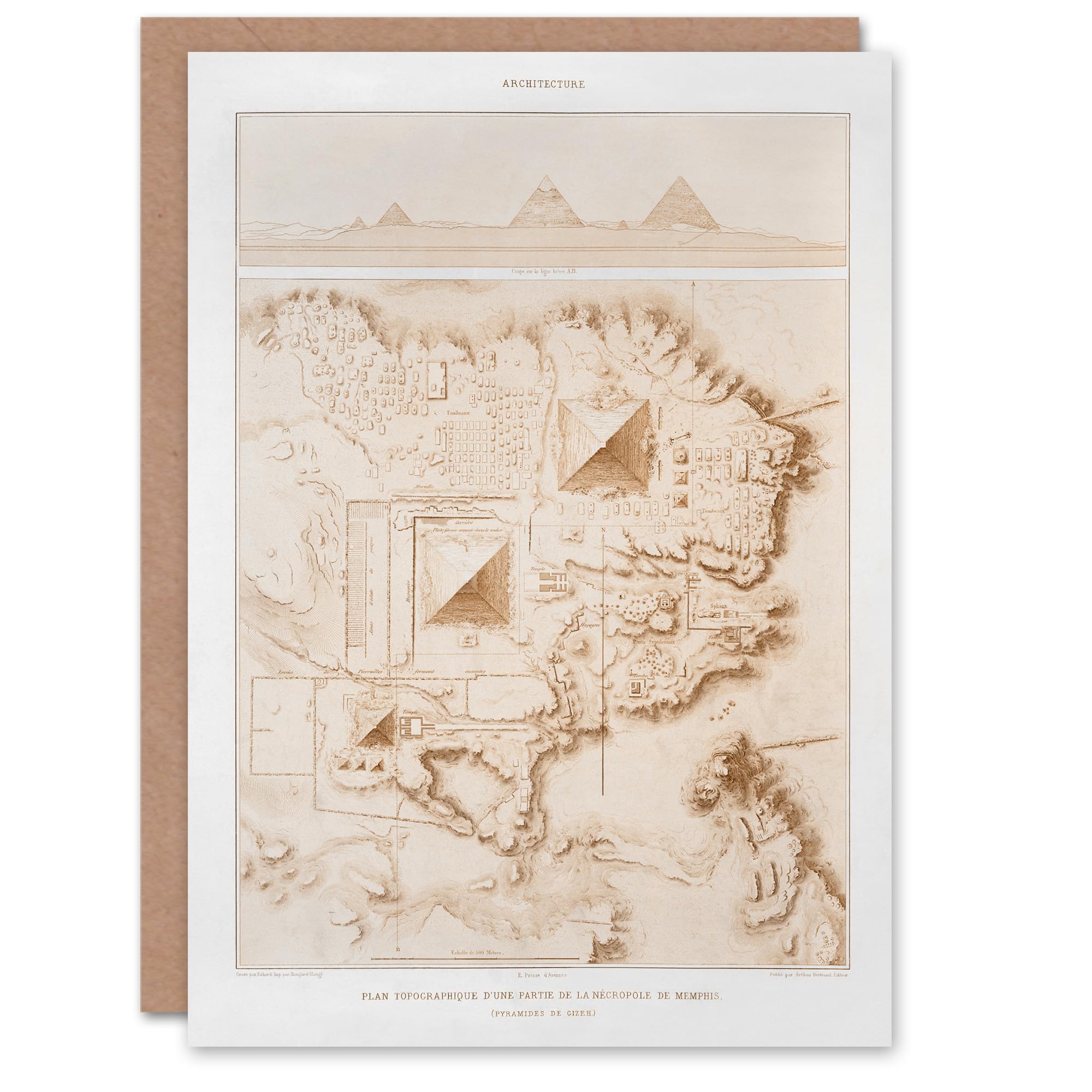 Artery8 Prisse d'Avennes Art Card Giza Pyramids French Topographic Map