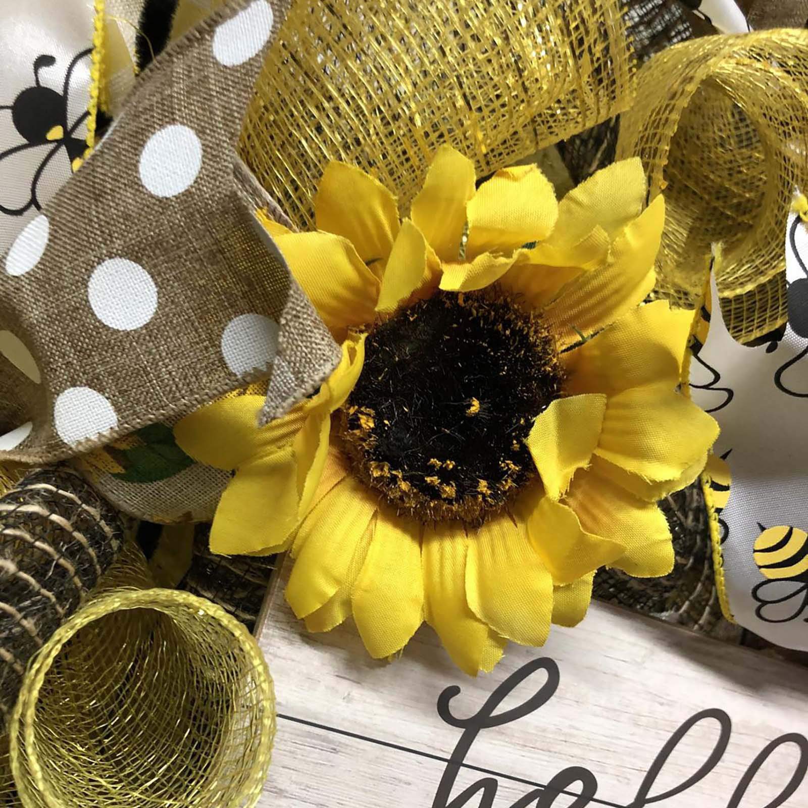Ghirlanda Di Girasoli E Margherite Artificiali – 15,7 Pollici – Con Cartello Benvenuto – Per Porta O Parete – Estiva
