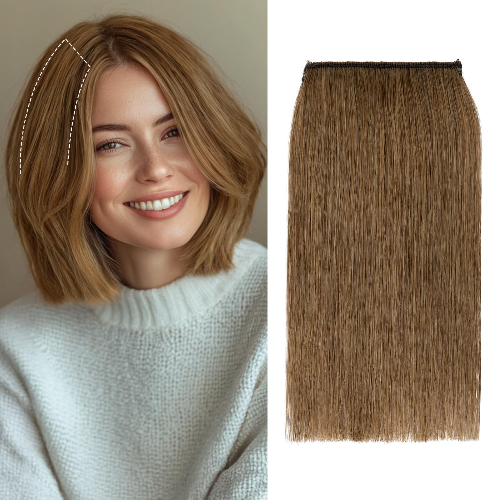 S-noilite Clip in Short Hair Extensions 100% Real Human Hair 1PCS 2 Clips Clip in Hairpieces For Women with Thinning Hair Add Volume 8g 4Inch-Light