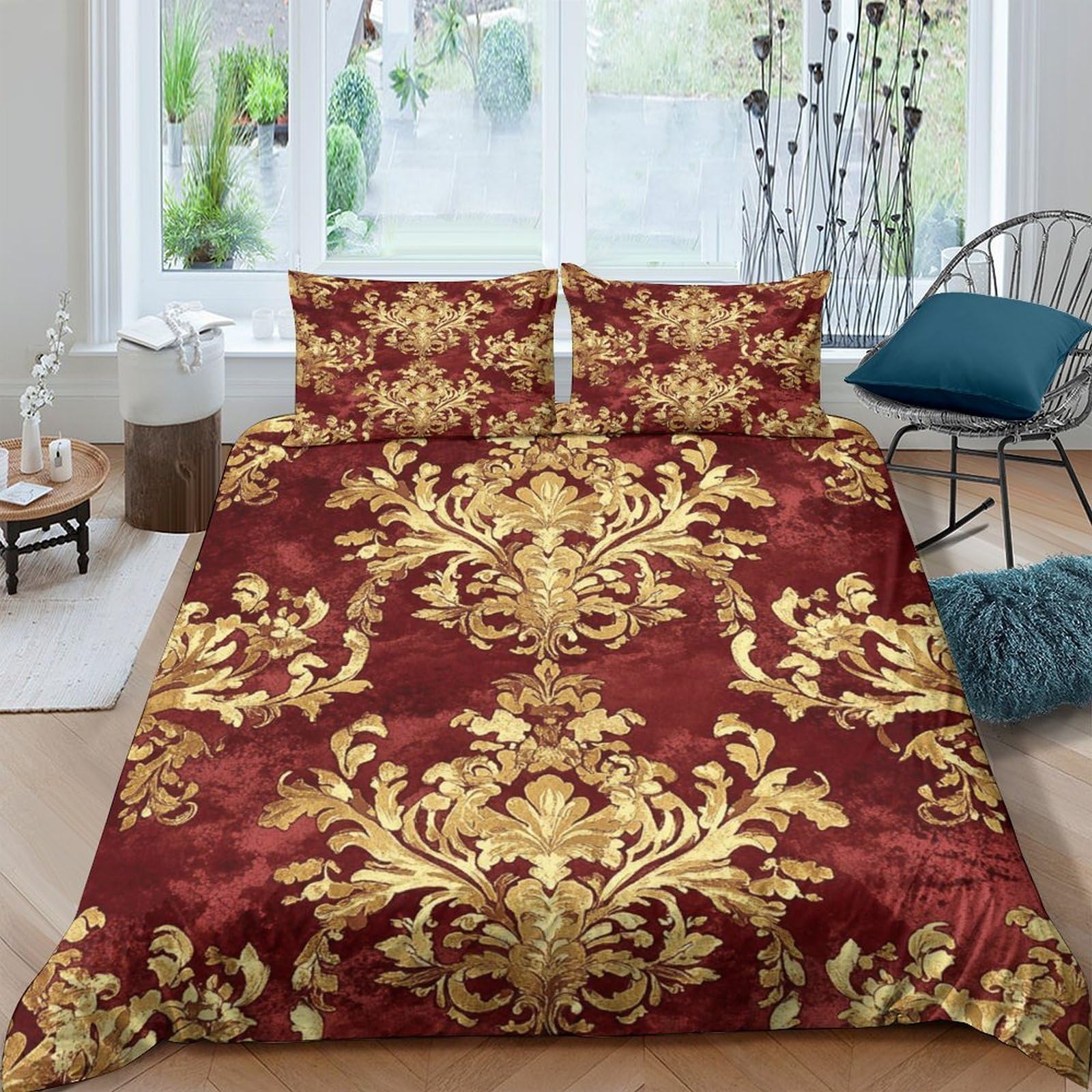 3D Printed Baroque Duvet Cover, Microfiber Comforter Cover Hidden Zipper