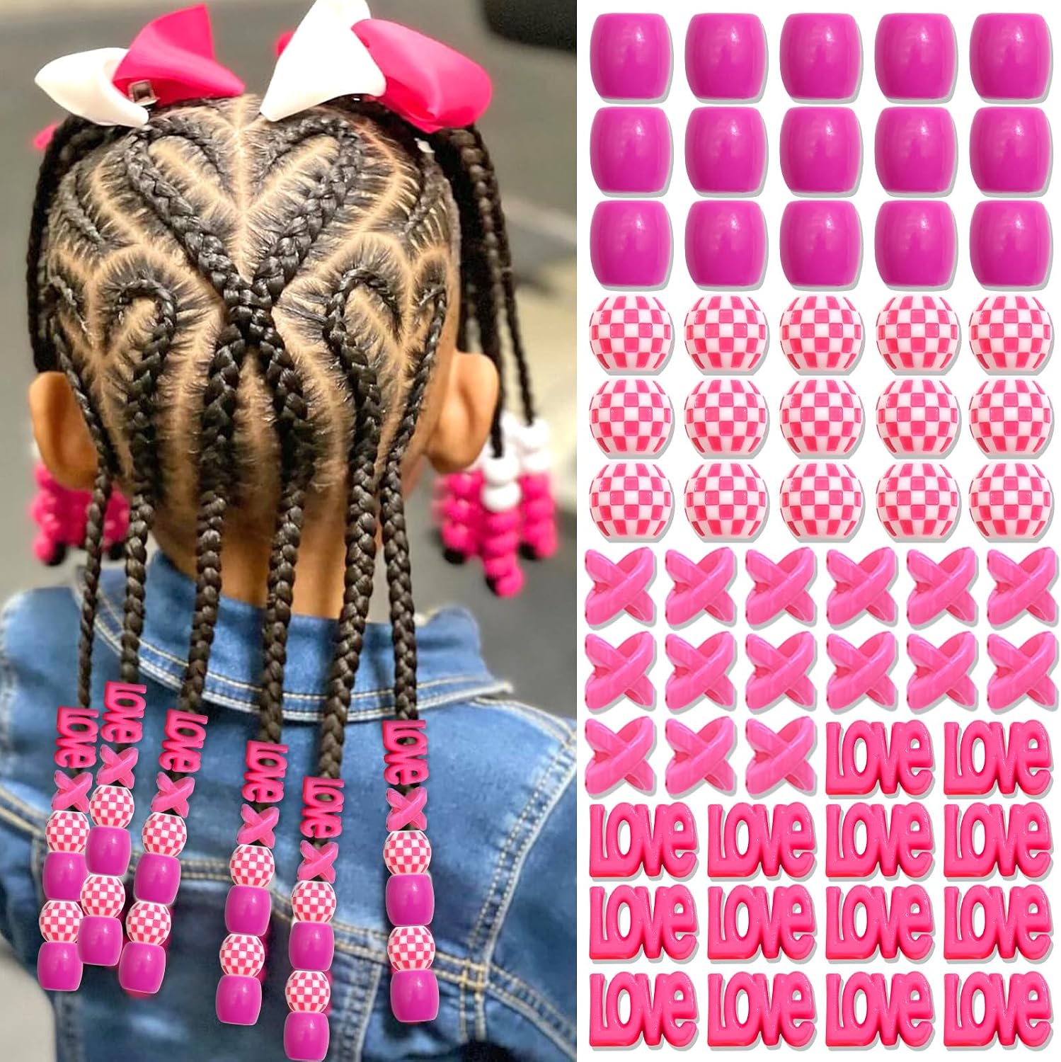 NAISKA 60Pcs Hair Beads Jewelry for Braid Colorful Loc Hair Dreadlock Accessories Hair Rings Clip Girls' Jewelry Making Hair Accessories Braid Clips for Women and Girls