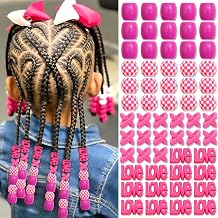 NAISKA 60Pcs Hair Beads Jewelry for Braid Colorful Loc Hair Dreadlock Accessories Hair Rings Clip Girls' Jewelry Making Hair Accessories Braid Clips for Women and Girls