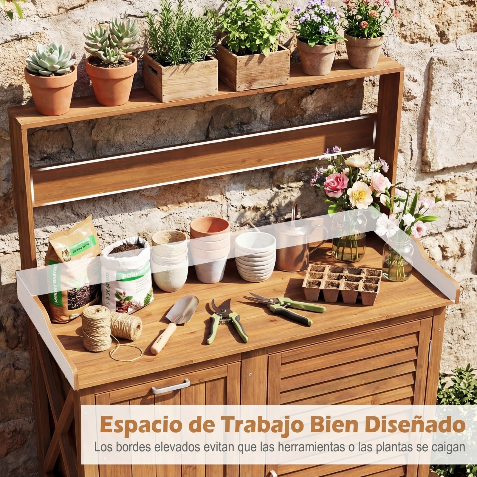 COSTWAY Armario Exterior de Madera Maciza, Cobertizo Exterior con Estantes Extraíbles y 2 Puertas, Caseta Jardin Terraza Balcon (102 x 43,5 x 152 cm)