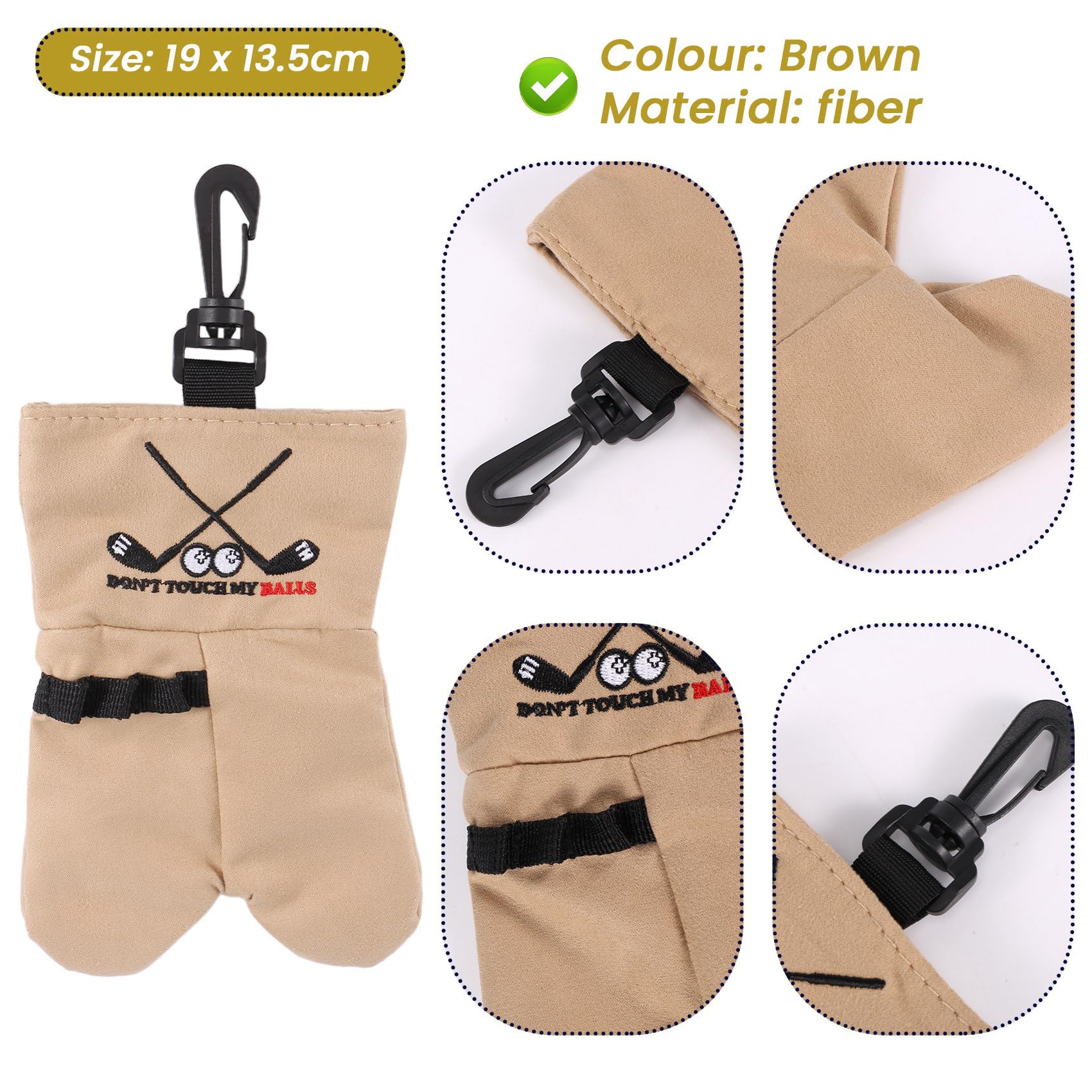 Cucioki Golf Ball Storage Bag Holder This Funny Golf Gift is Sure to Make a Laugh Store Your Golf Accessories Stocking,Brown - Image 2