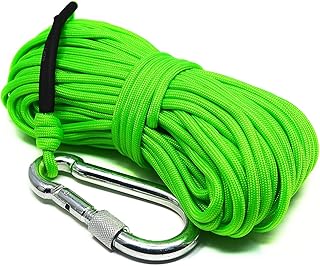 CMS MAGNETICS - Green 50-Foot Magnet Fishing Rope with Carabiner | 750-Pound Tensile Strength, Braided, Polyester Paracord | Camping, DIY Project, Hoisting, Lifting, Pulling