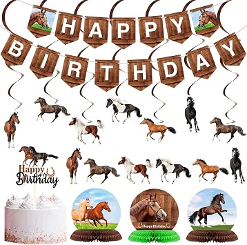 Tinlade 29 Pcs Horse Birthday Decorations Horse Party Decorations, Classic