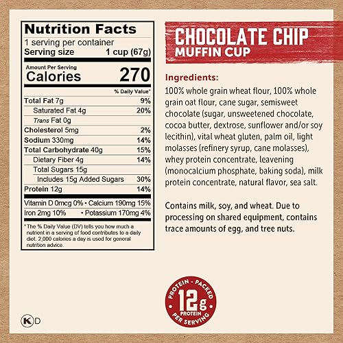 Miniatura 3 de Kodiak Cakes - Mini muffins de chocolate con chispas, 2.36 onzas (paquete de 12)