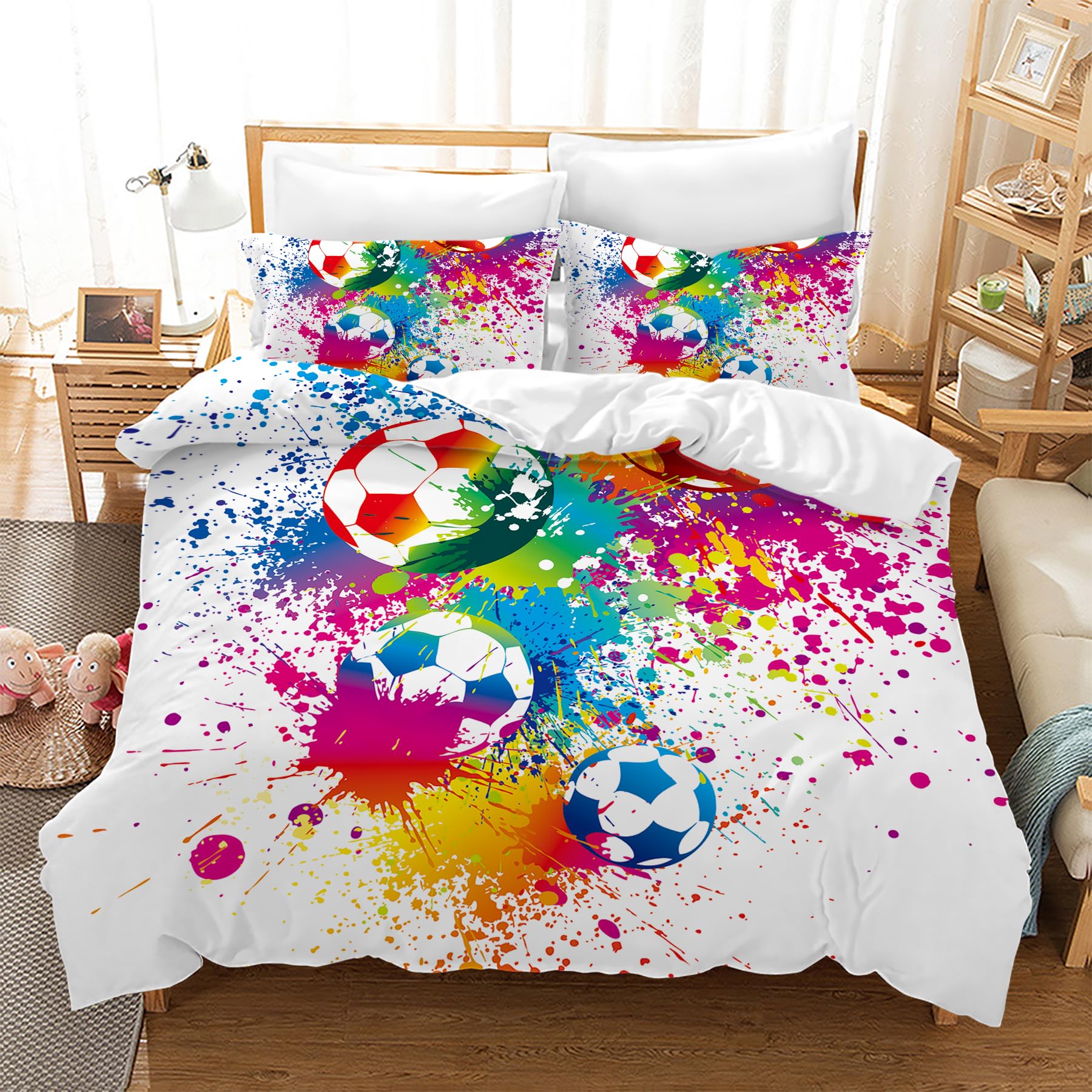 Housse de couette football 3D pour lit de deux personnes 220x240