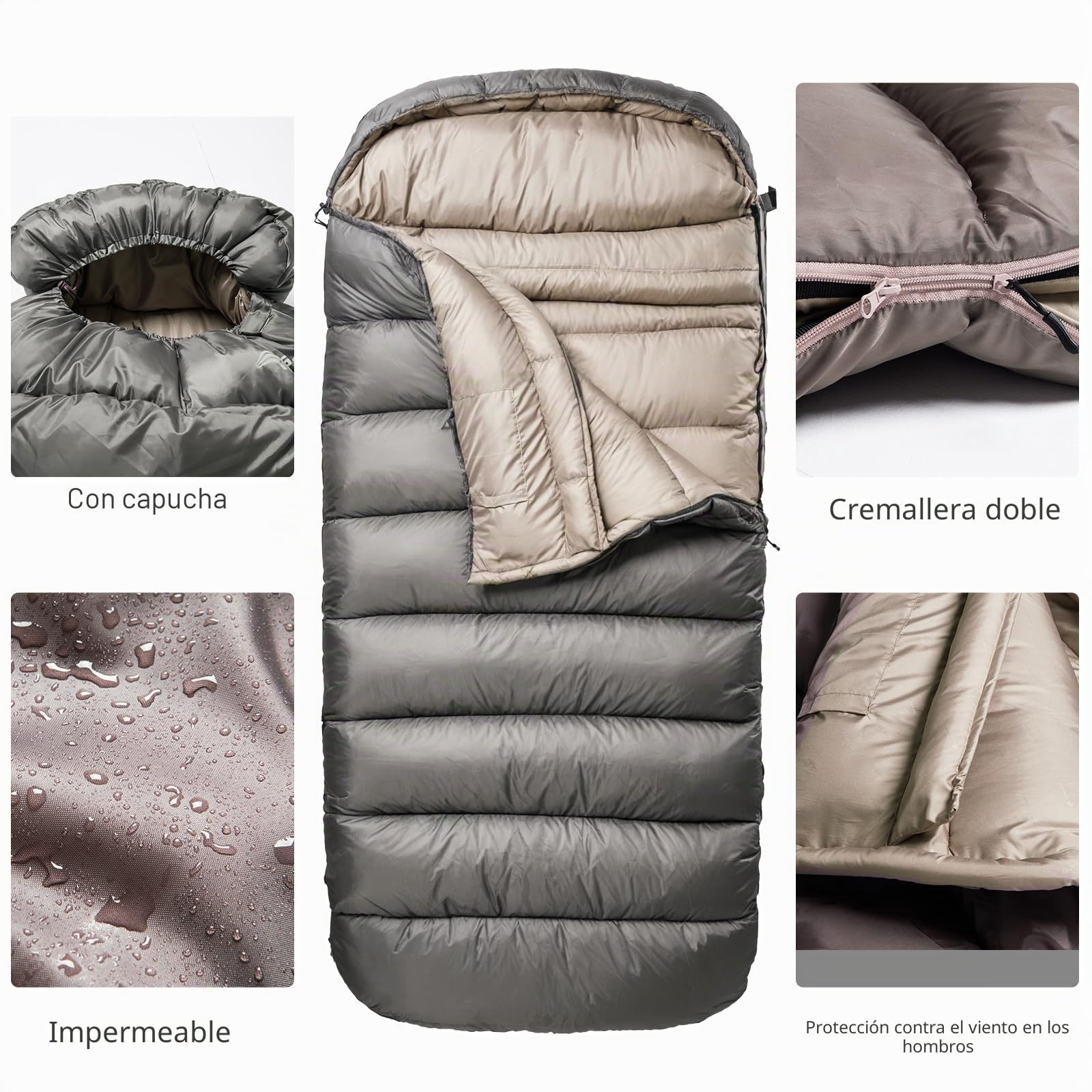 BISINNA Saco de Dormir XL para Adultos, Cuatro Estaciones Sobredimensionado Cálido Cómodo Impermeable Ligero Saco de Dormir, Camping Mochilero Senderismo Interior y Exterior | Saco de dormir XL extra grande y ancho, 3,5 kg, para camping estático y camping