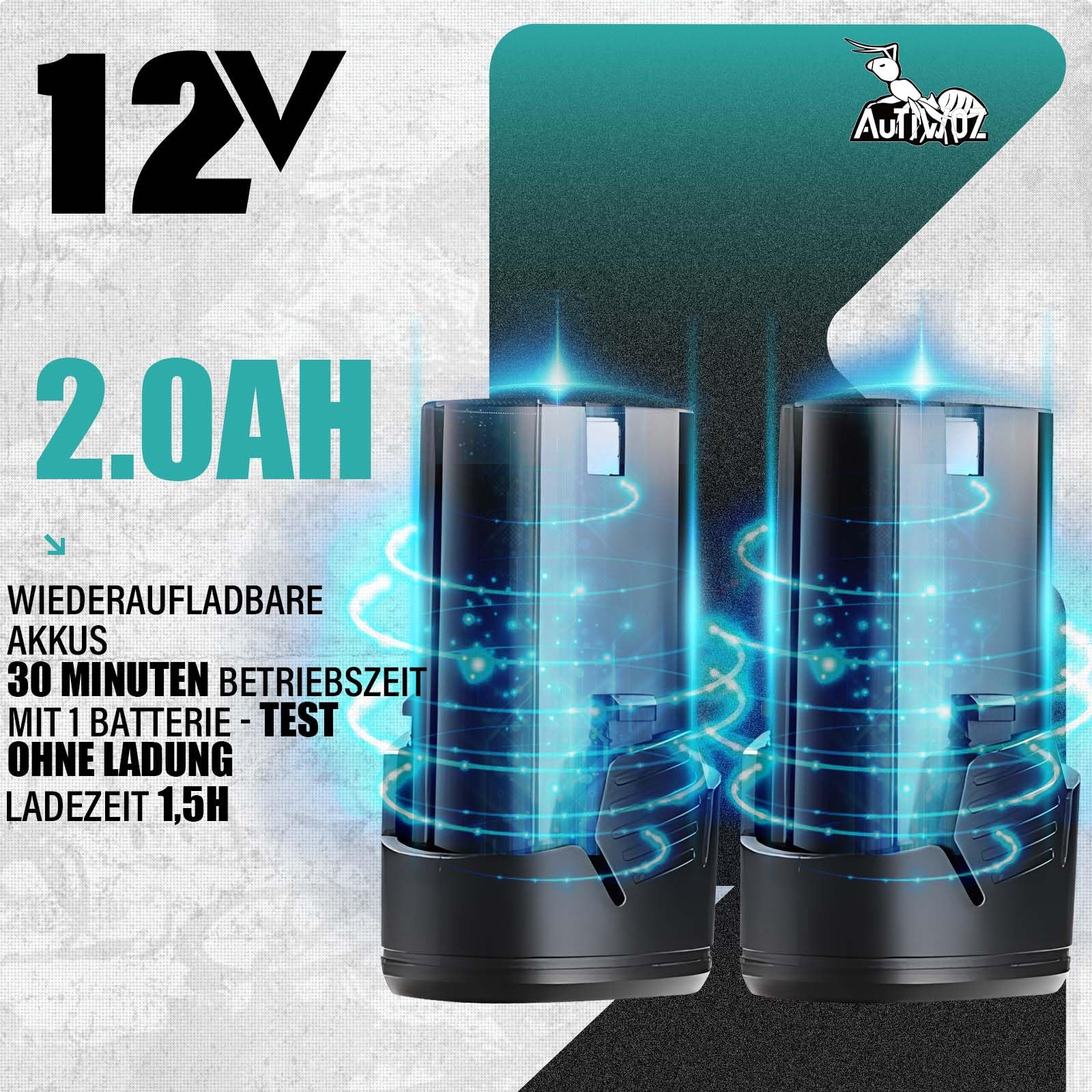 AUTIWOZ Akku Poliermaschine auto, Mini Poliermaschine für auto 30mm/75mm,Kratzerentfernung mit 12V 2.0Ah Li-Ion Akkus, 6 Geschwindigkeiten für Auto Detailing und Wachsen W62