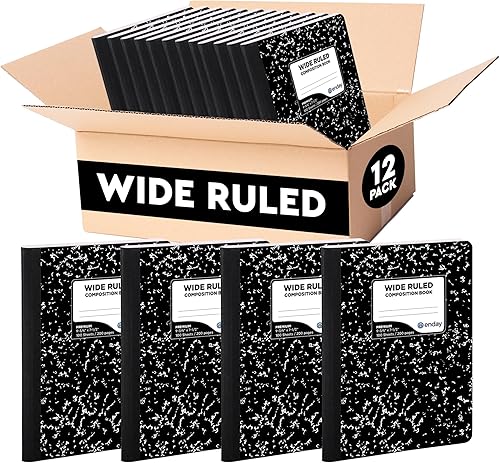 Miniatura 5 de Enday - Cuadernos de composición de papel de rayas anchas, fundas de cuaderno de composición de mármol de colores, 100 hojas (200 páginas), libros