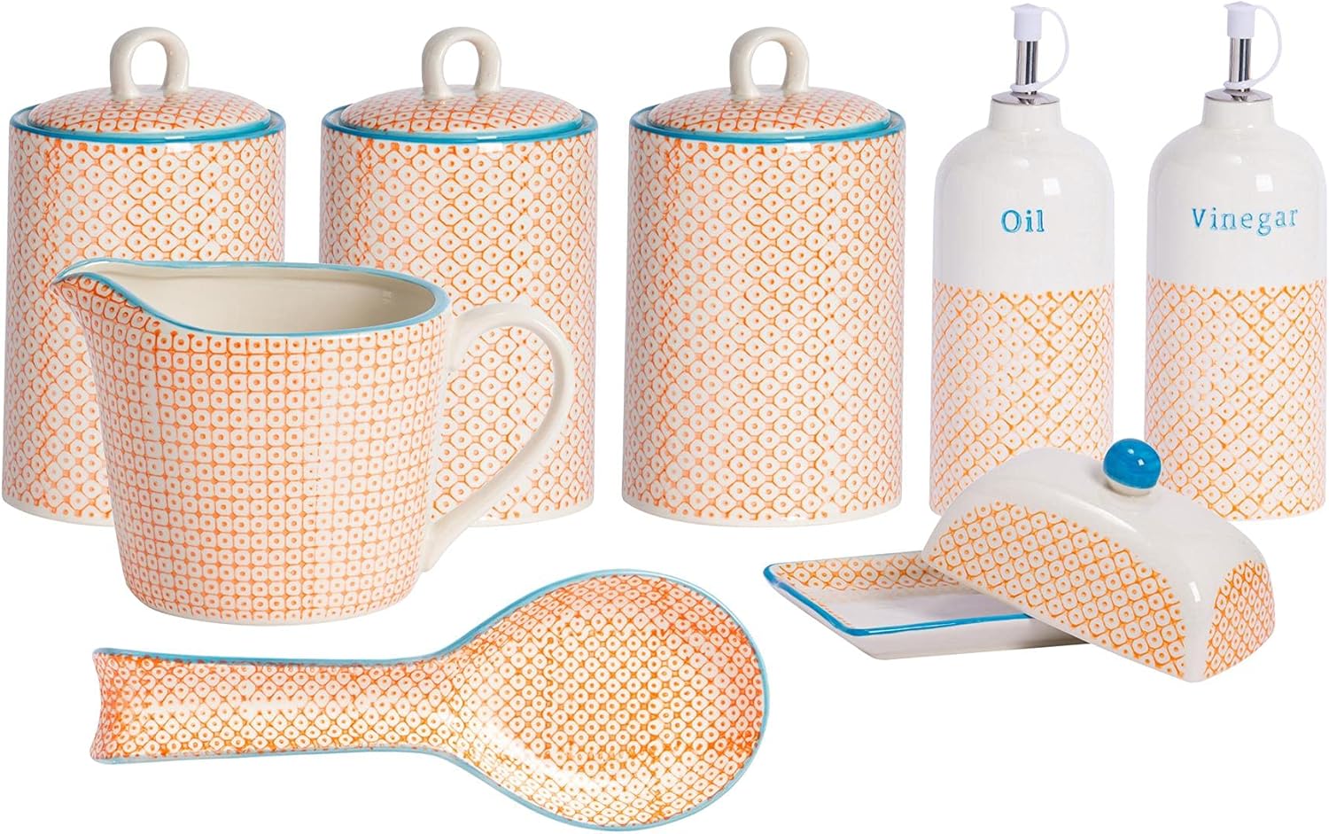 Nicola Spring Canisters Nicola Spring Piece Hand-Printed Kitchen