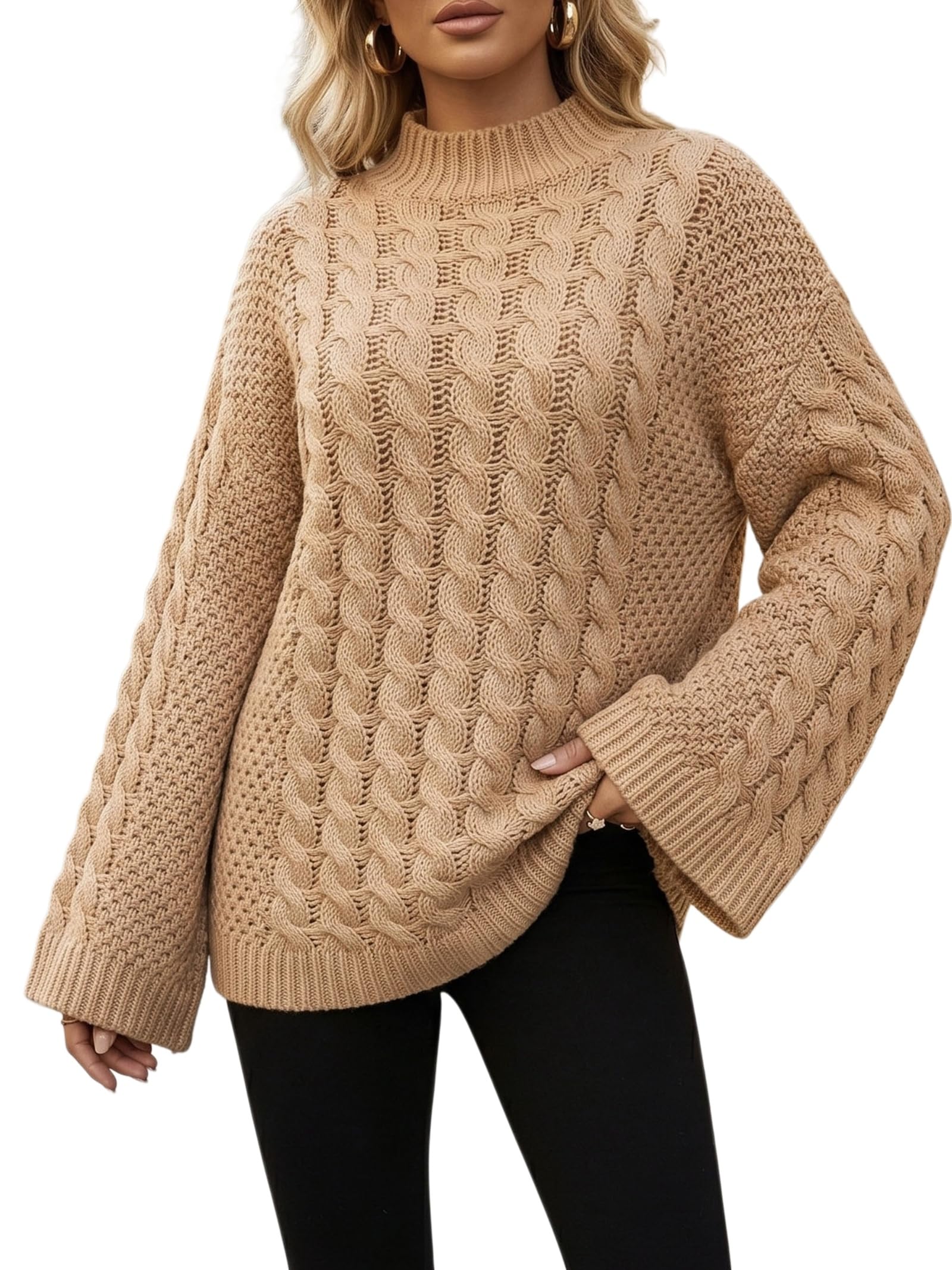 Maglione da donna a trecce maglione grosso oversize allentato casual