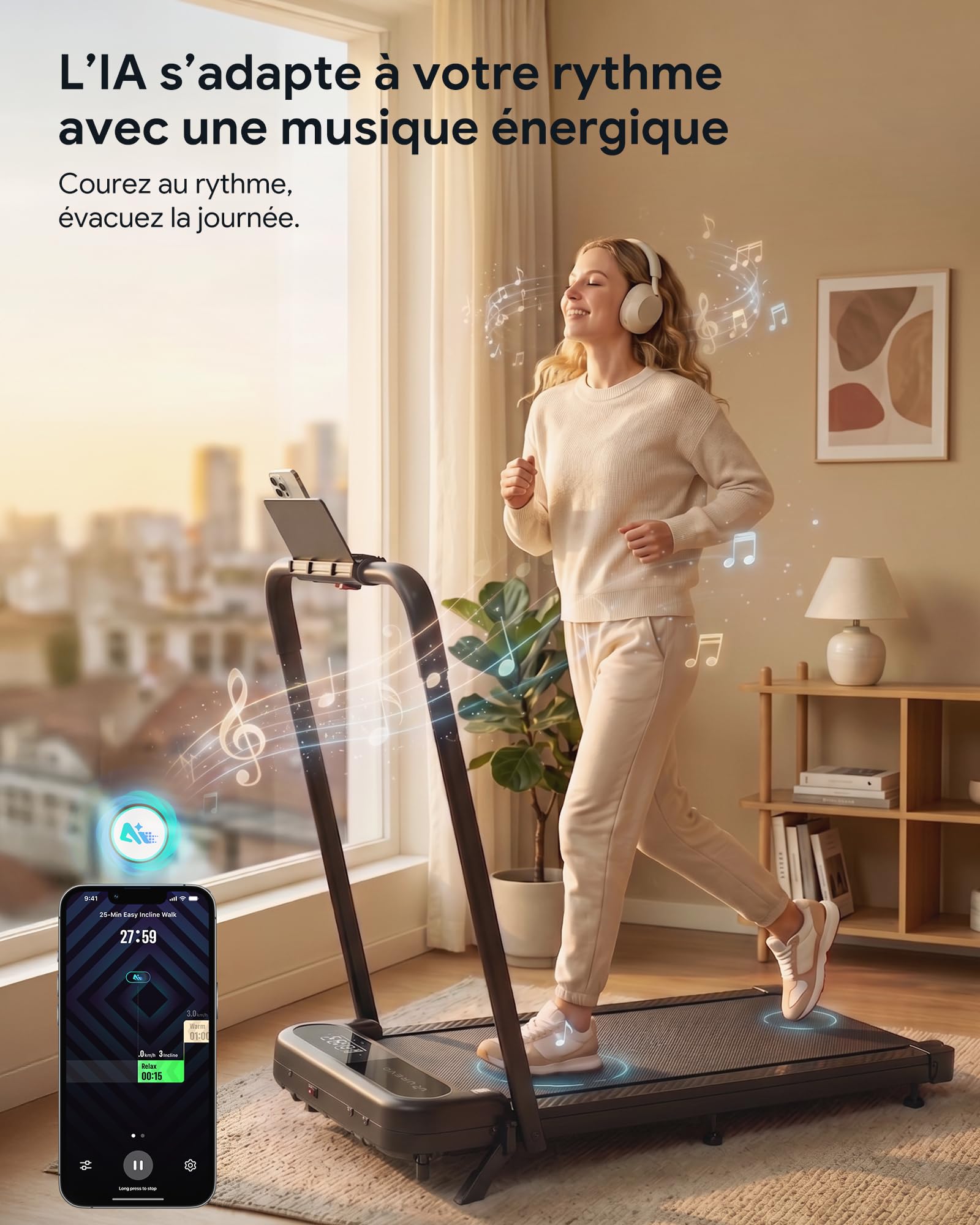 UREVO Tappeto da Corsa Pieghevole con Inclinazione 12% | Tappetino elettrico 3 in 1, 1 – 10 km/h, per riporre sotto il divano, telecomando, APP, doppio schermo LED, casa e ufficio