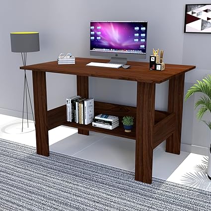 Furnifry Multifunctional Engineered Wood Small Study Table and Office Desk/Laptop Table/Writing Reading Table/Space Saving Laptop Computer Work Desk/Study Desk (90x50x77 Cm, Walnut)