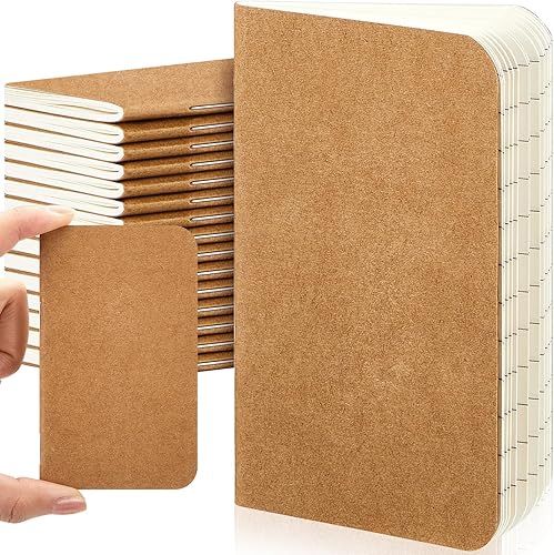 Outus 15 cuadernos de bolsillo mini diario de 2.5 x 4 pulgadas, mini cuadernos de papel kraft a granel de tapa blanda de bolsillo, cuaderno de notas