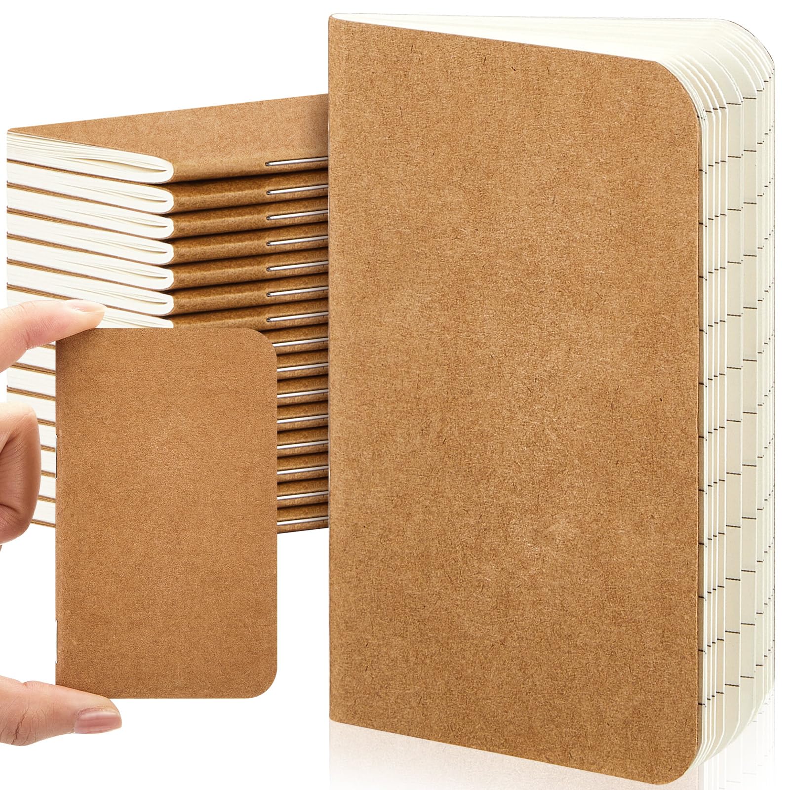 Outus 15 Pcs Mini Pocket Notebook 2.5" x 4" Small Journal Kraft Paper Notepads Bulk Softcover Pocket Notepad Memo Diary Subject Notebooks for Traveler