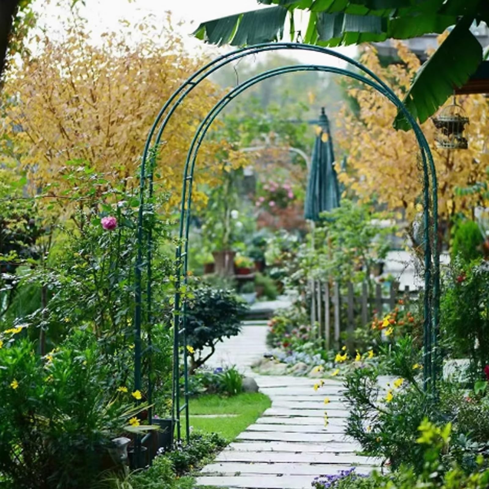 Gartenbogen zum Klettern von Rosen & Reben, 140 x 240 cm, Metallspalier, Outdoor/Indoor Pflanzenstütze, elegante Hochzeitsdekoration, Gartenlaube für Blumen und Pflanzen