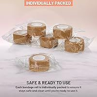 Vista 8 de Vendajes autoadhesivos, 1 pulgada x 5 yardas por rollo, paquete de 6 rollos, cinta elástica autoadhesiva cohesiva de primeros auxilios