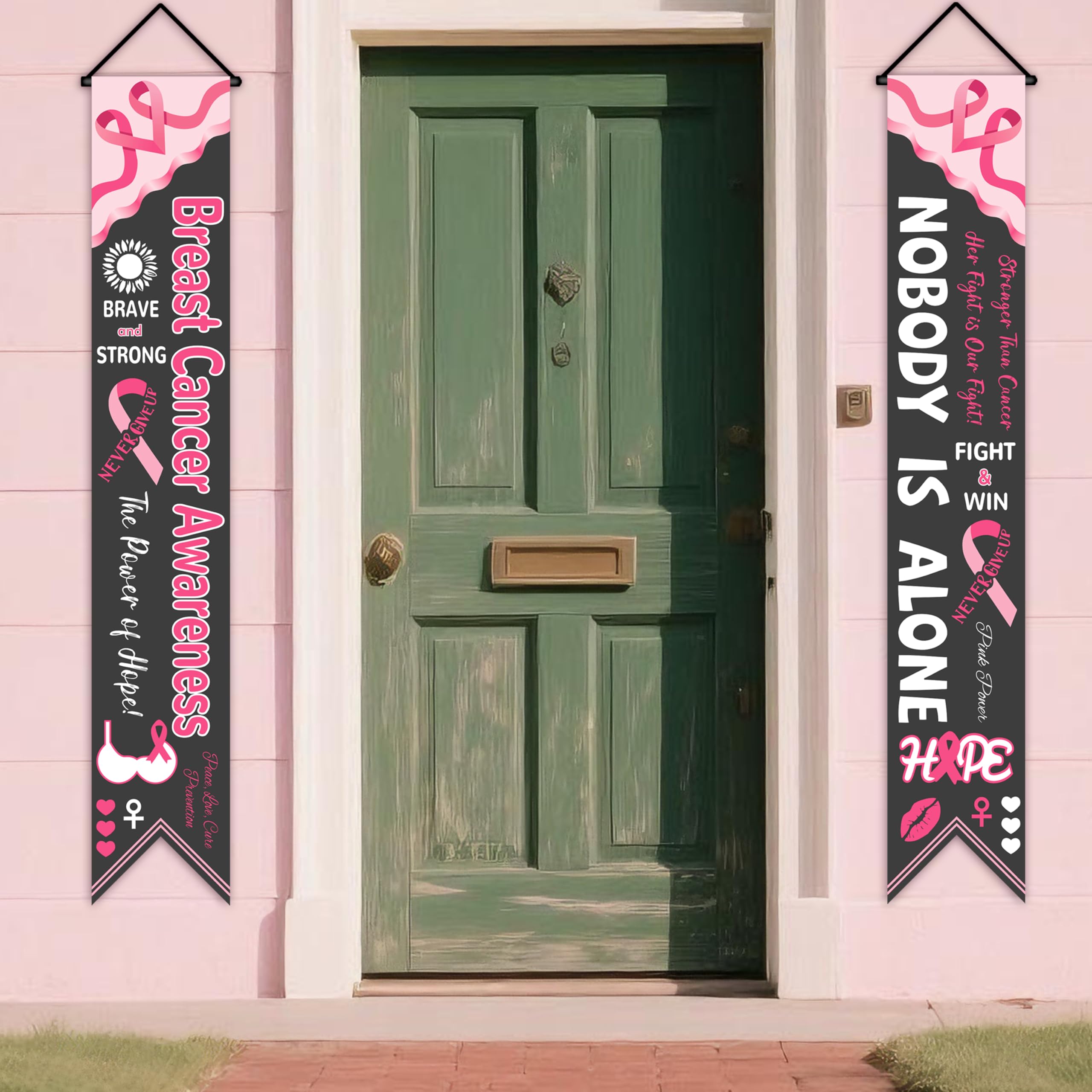 Breast Cancer Awareness Decoration Banner, Pink Ribbon Breast Cancer Banner Decor