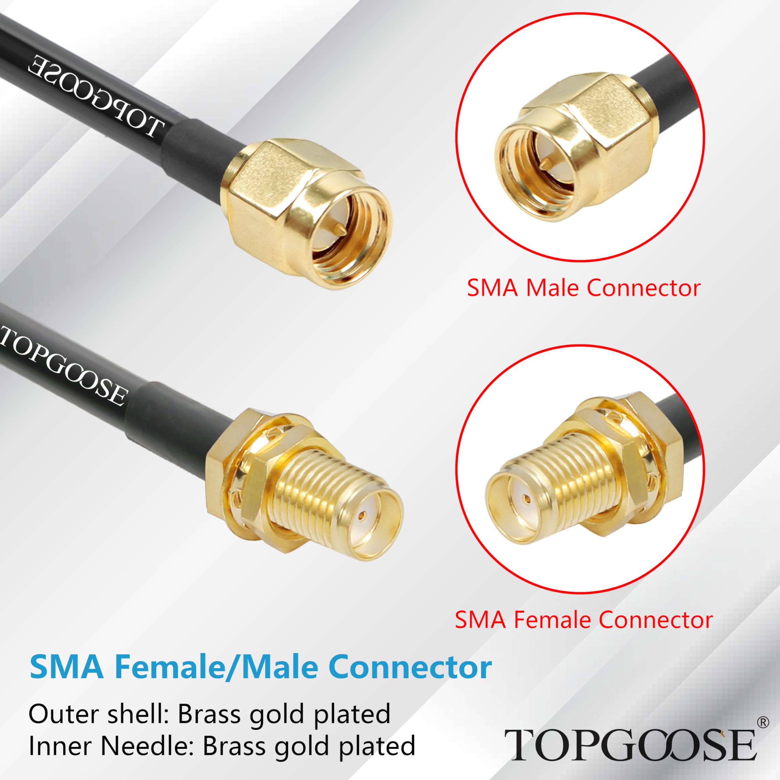 Câble d'extension SMA mâle vers SMA femelle, câble d'extension SMA RG316 SMA pour routeur 4G LTE cellulaire SDR USB Dongle récepteur