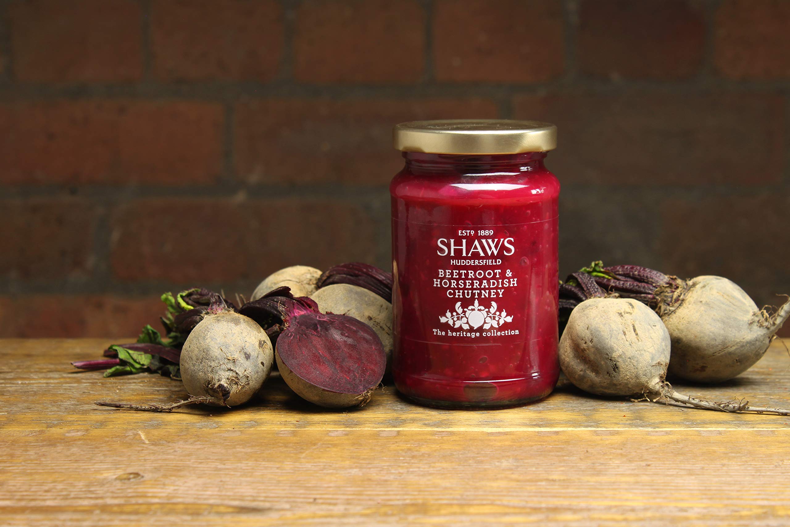 Shaws Heritage Collection Chutney, Rote Beete und Meerrettich, 6 x 290 g