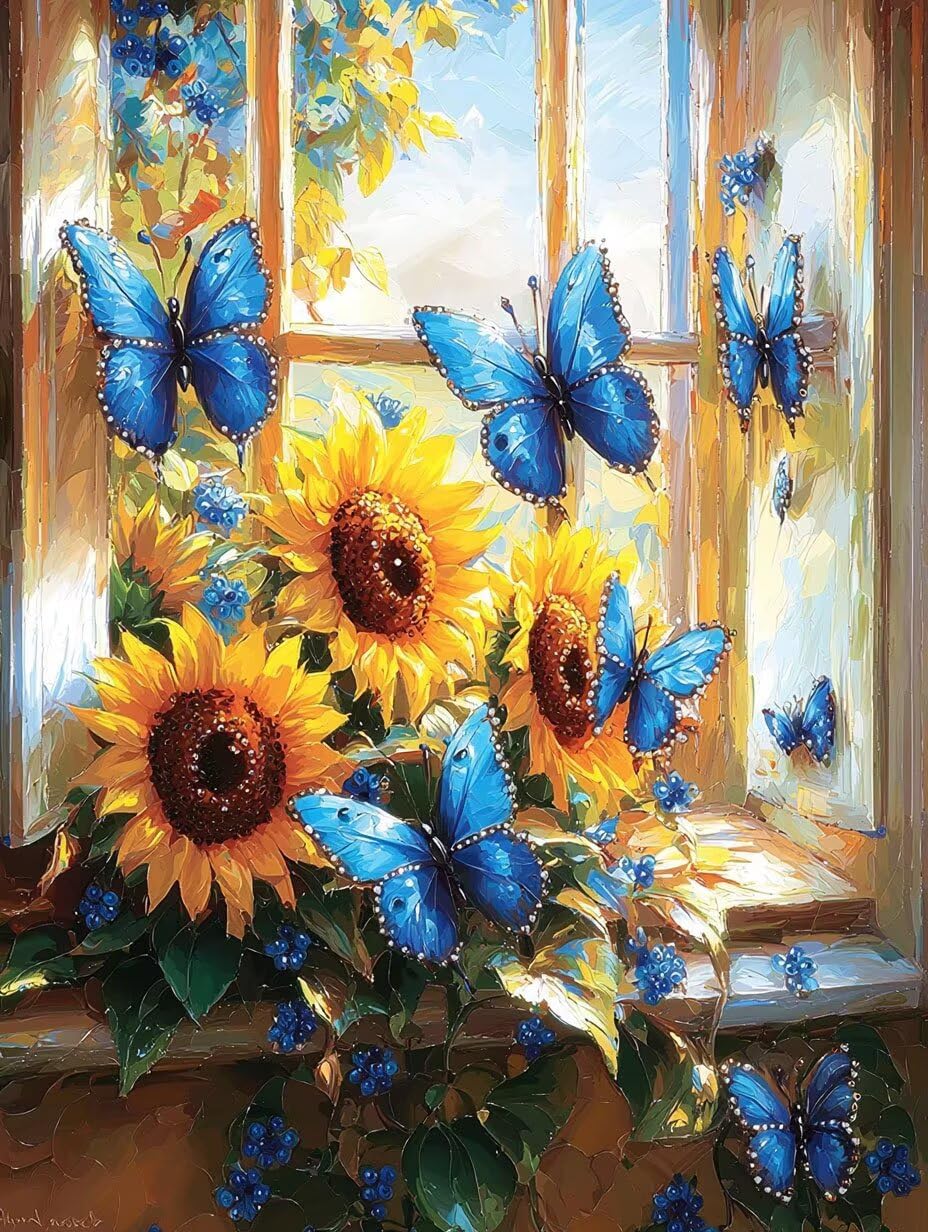 WEISHIWE Tournesol et papillon Peinture Numero Adulte Kits, 80x100cm m-982