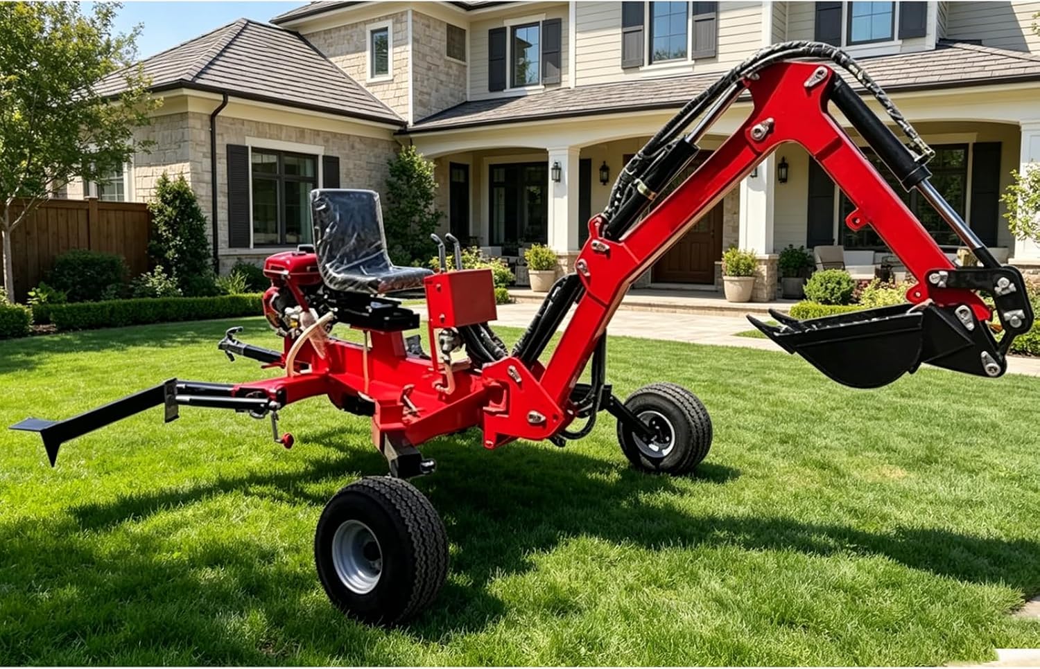 Mini Towable Backhoe Excavator, Towable Backhoe with 360° Rotation Arm, Portable Digging Equipment for Home, Garden, Farm and Land Clearing Tasks