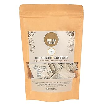Adya Organics Date Palm Jaggery Powder Sachet | 100% Pure and Organic Nolen Gur or Khajur Gur | 100% Chemical and Pesticide-free | Healthy Sweetener | Vegan and Sugar Free Jaggery (Pack Of 1) - image, photos