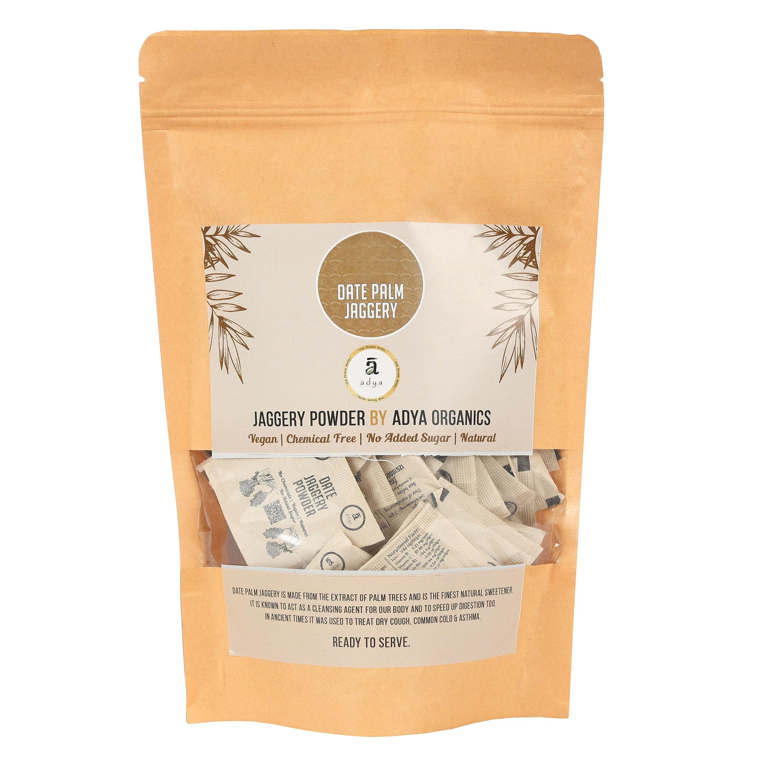 Adya Organics Date Palm Jaggery Powder Sachet | 100% Pure and Organic Nolen Gur or Khajur Gur | 100% Chemical and Pesticide-Free | Healthy Sweetener | Vegan and Sugar Free Jaggery (Pack of 1) (B08Y6KJCQN) Amazon Price History, Amazon Price Tracker