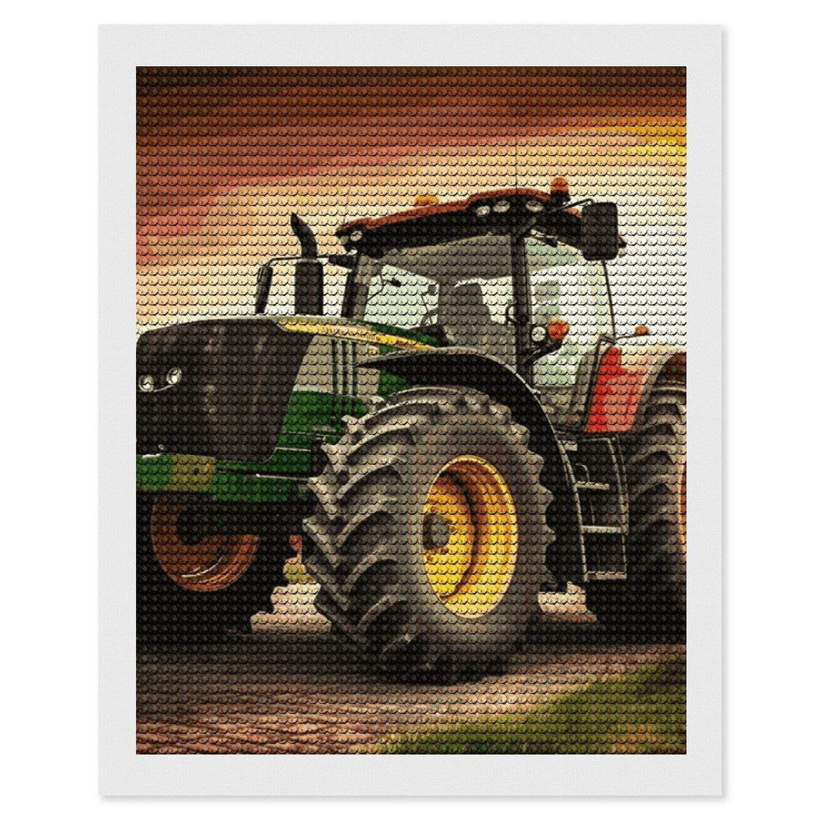DWVTSLH Tractor Theme Diamond Painting Kits for Adults, Personalized Diamond Photo Art Full Drill, DIY 5D Diamond Art Painting Kits for Beginners, Home Wall Decor 16"x20"