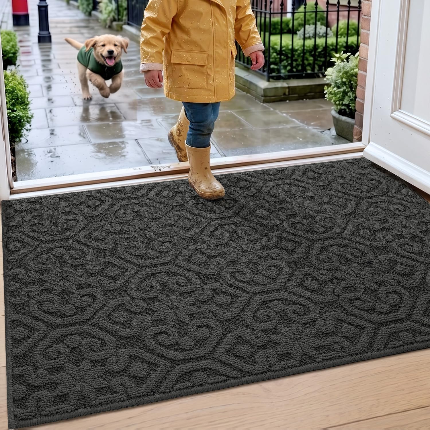 DEXI Zerbino Ingresso Interno 60 x 90 cm, Grigio Carbone