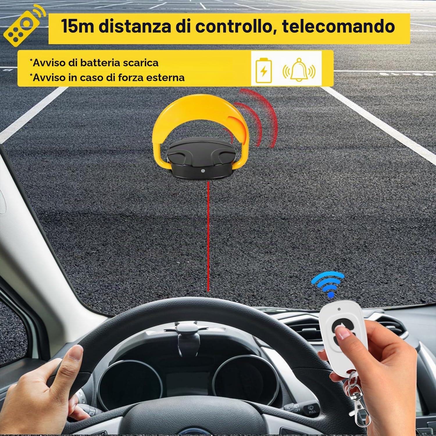 Blocco parcheggio con telecomando, parcheggio custode pieghevole automatico con funzioni di allarme, pali di parcheggio anticollisione 180°, elettronico privato blocco parcheggio