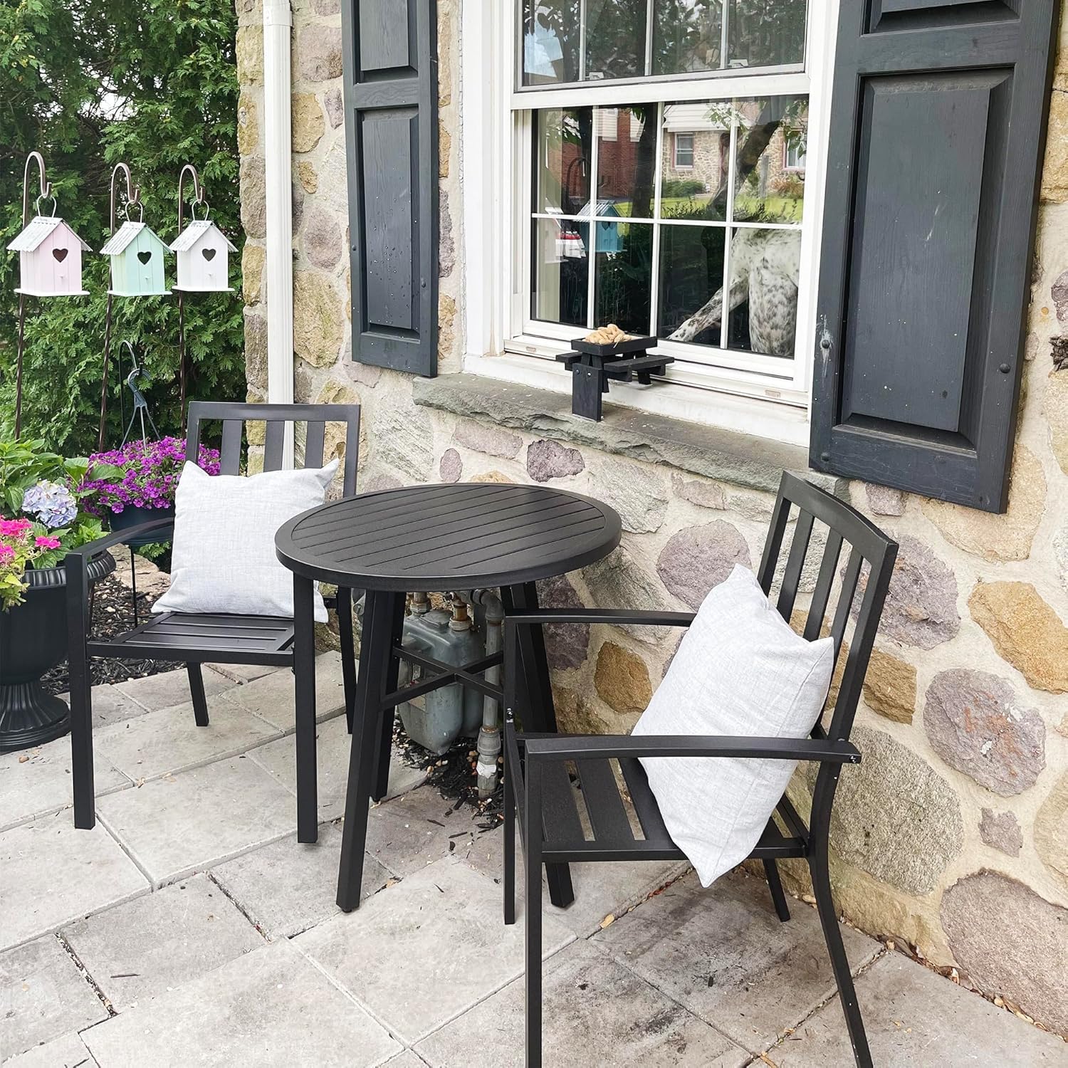 target black metal patio chairs