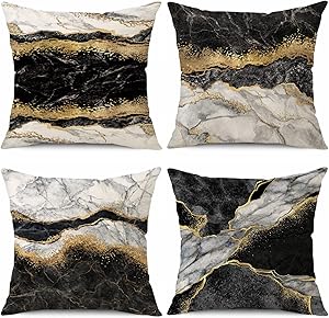 Set Di 4 Federe Per Cuscini In Lino Grigio 50x50 Cm - Per Divano E Outdoor