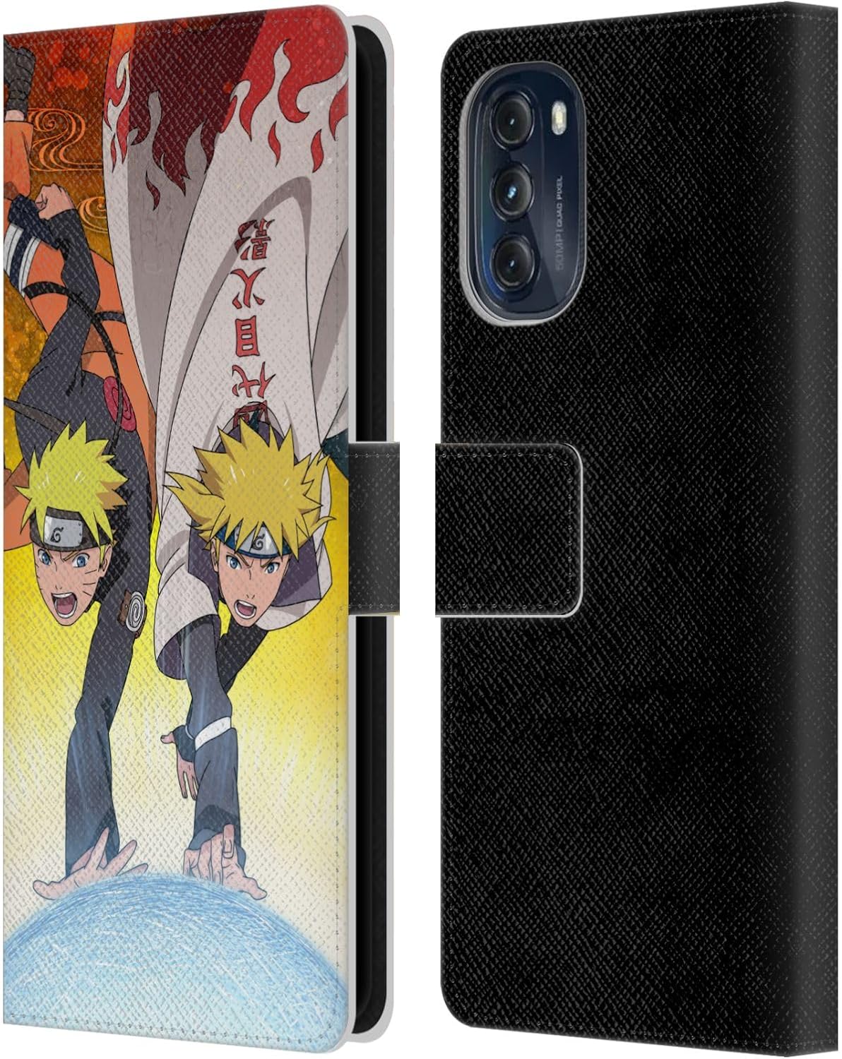 Head Case Designs Officially Licensed Naruto Shippuden Naruto and Minato Key Art Leather Wallet Case Compatible with Motorola Moto G (2022)