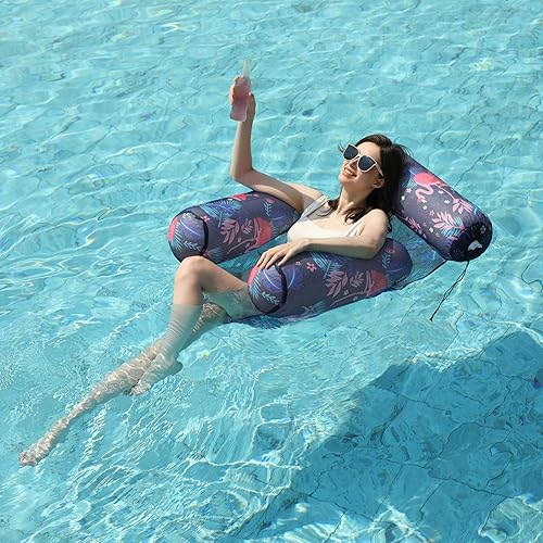 Miniatura 3 de Extra Large Inflatable Pool Floats for Adults Oversized Floating Lounger Hammock with Soft Fabric Cover & Mesh Bottom, Sofa-Style Water Chair for