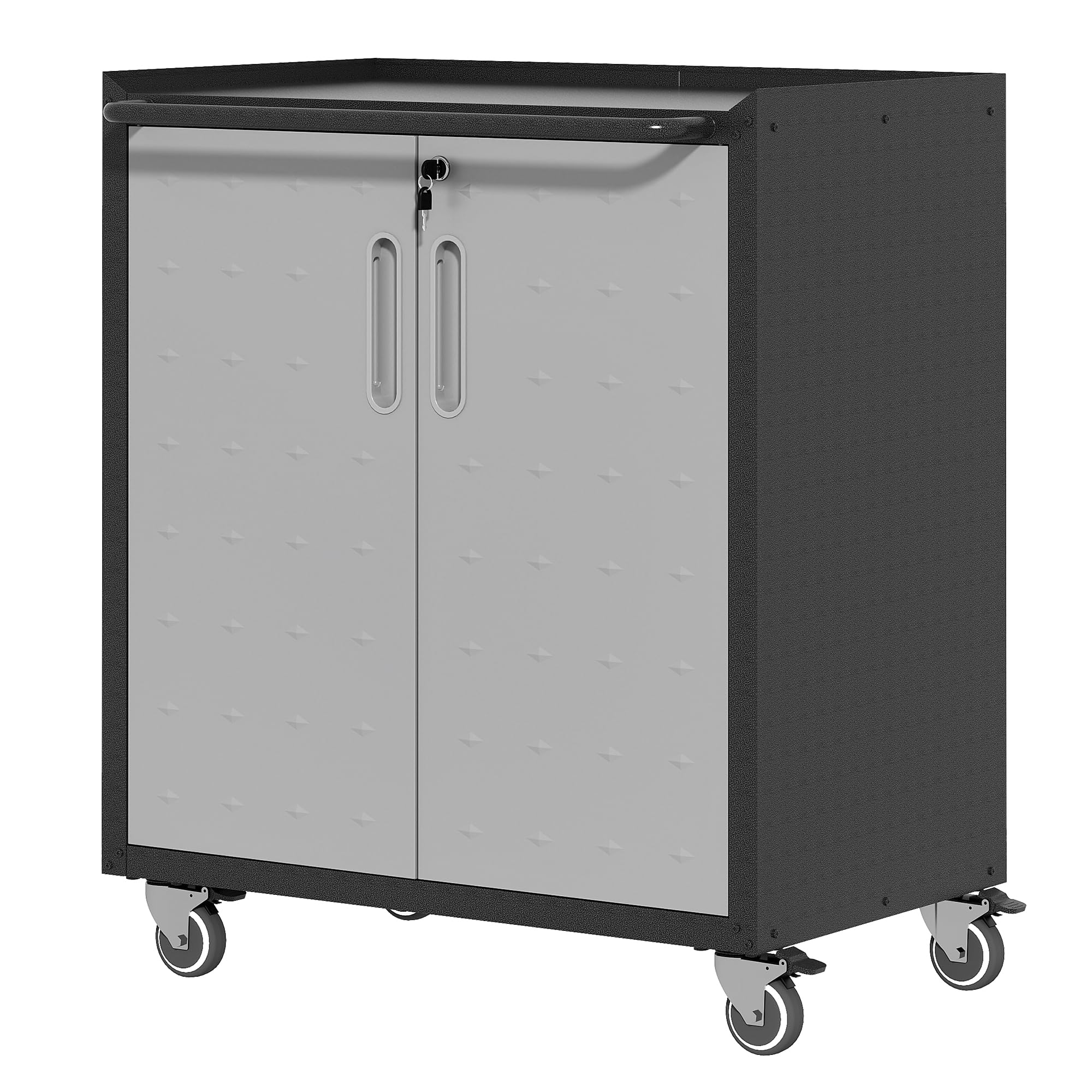 Armoire Métallique à Roulettes, Rangement Robuste pour Outils, 75 x 42 x 88 cm, Idéale pour Garage, Bureau et Maison, Noir et Gris, Montage Nécessaire