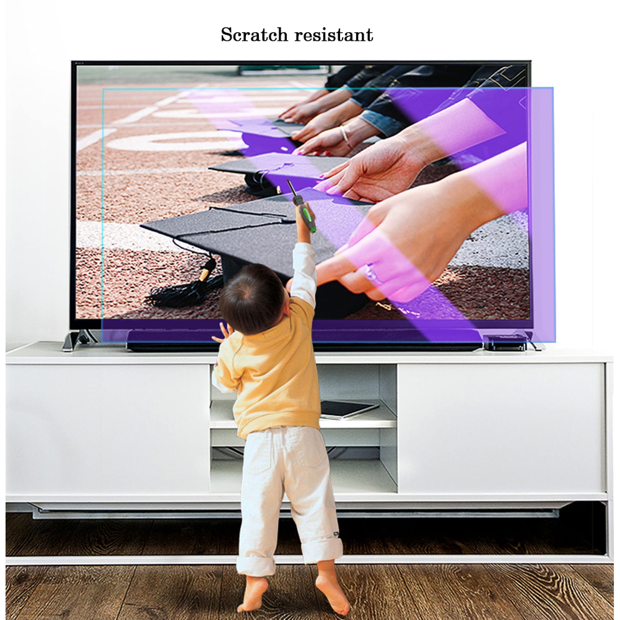 Película protectora de pantalla de TV PET de 32-75 pulgadas, filtro antideslumbrante de luz azul mate mate para pantalla curva, sin burbujas de aire/alivia la fatiga visual/ultra transparente/A / 3